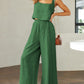 Square Neck Top and Wide Leg Pants Set