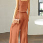 Square Neck Top and Wide Leg Pants Set