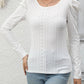 Eyelet Round Neck Puff Sleeve Blouse