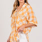 SAGE + FIG Plaid Button Up Side Slit Shirt