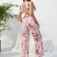 Printed Surplice Cap Sleeve Top and Pants Set