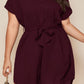 Plus Size Notched Tie Waist Mini Dress