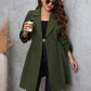 Plus Size Lapel Collar Roll-Tab Sleeve Trench Coat