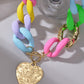 Multicolored Stainless Steel Heart Pendant Necklace