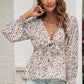 Tied Ditsy Floral Long Sleeve Blouse