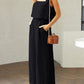 Square Neck Top and Wide Leg Pants Set