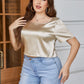 Plus Size Short Sleeve Tie Back Blouse