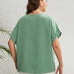 Plus Size Buttoned V-Neck Short Sleeve Top