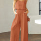 Square Neck Top and Wide Leg Pants Set