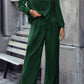 V-Neck Long Sleeve Top and Wide Leg Pants Set