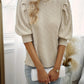 Textured Mock Neck Half Sleeve Blouse