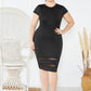 Plus Size Mesh Detail Midi Dress