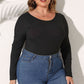 Plus Size Round Neck Long Sleeve Bodysuit