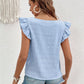 Ruffled Square Neck Cap Sleeve Blouse