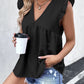 Ruffled V-Neck Cap Sleeve Blouse