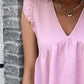 Ruffled V-Neck Cap Sleeve Blouse