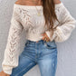 Openwork Off-Shoulder Long Sleeve Sweater