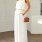 Square Neck Top and Wide Leg Pants Set