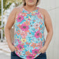 Plus Size Floral Round Neck Tank