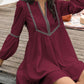 Notched Balloon Sleeve Mini Dress