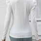 Eyelet Round Neck Puff Sleeve Blouse