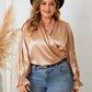 Plus Size Surplice Neck Flounce Sleeve Blouse