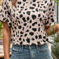 Backless Printed Boat Neck Short Sleeve Blouse