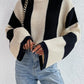 Striped Mock Neck Long Sleeve Sweater