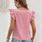 Ruffled Square Neck Cap Sleeve Blouse