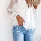 Lace Detail Plunge Long Sleeve Blouse